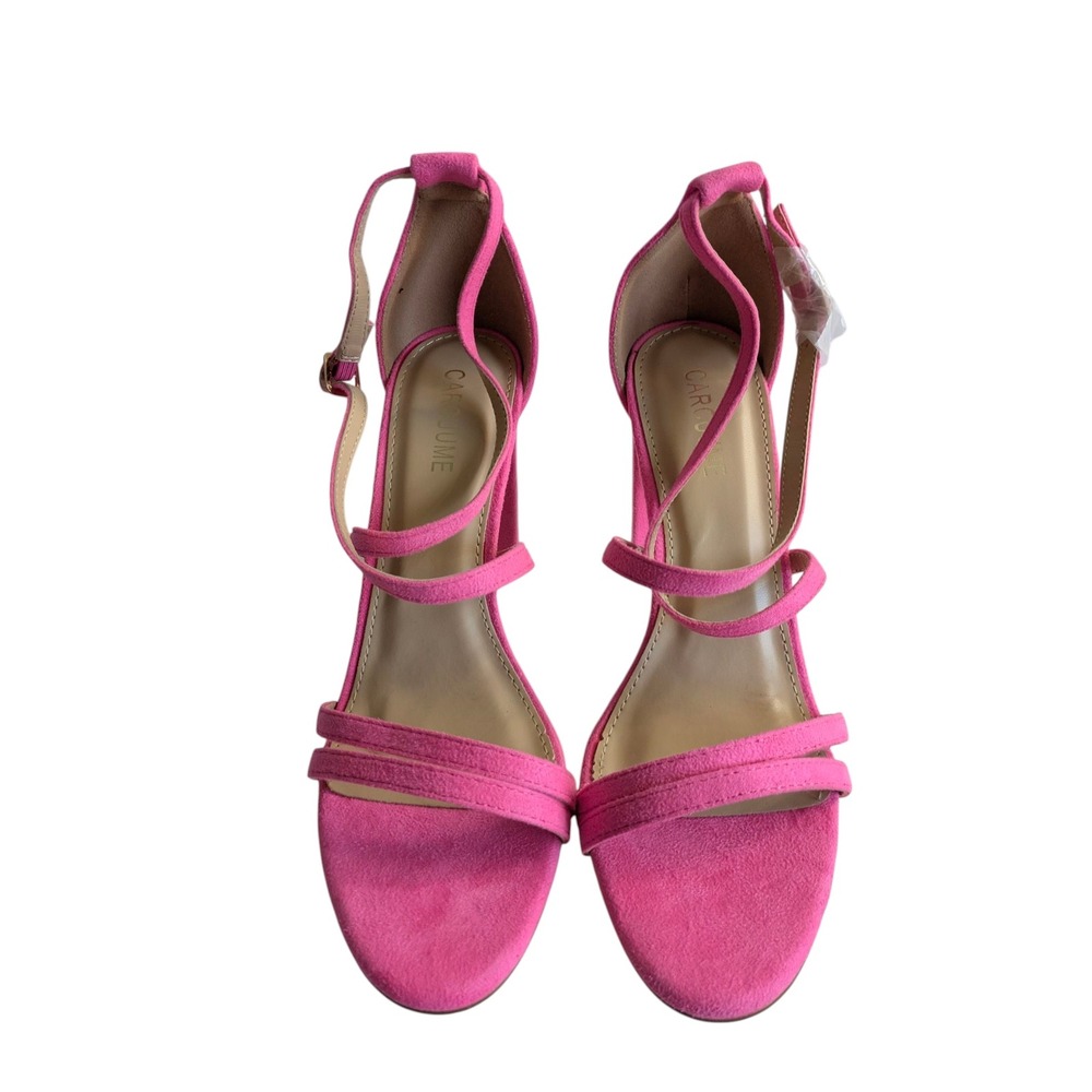 CARCUUME Hot Pink‎ Heels Strappy Ankle Strap Block High Heel Sandals Size 9 shoe